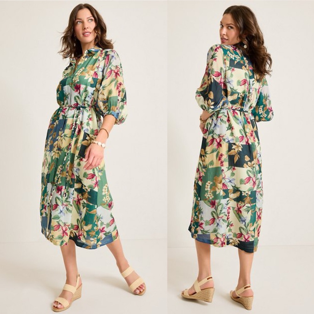 NWT Tommy Bahama Hightide Midi Shirt Dress Sz M - Picture 2 of 16